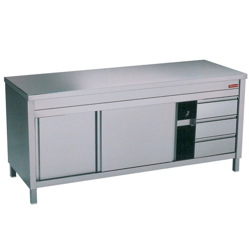 [TA167CD/M] Table on neutral cupboard and 3 drawers on the right