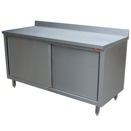 [TA187A/B-2EME] Table on neutral cupboard, sliding doors, wall