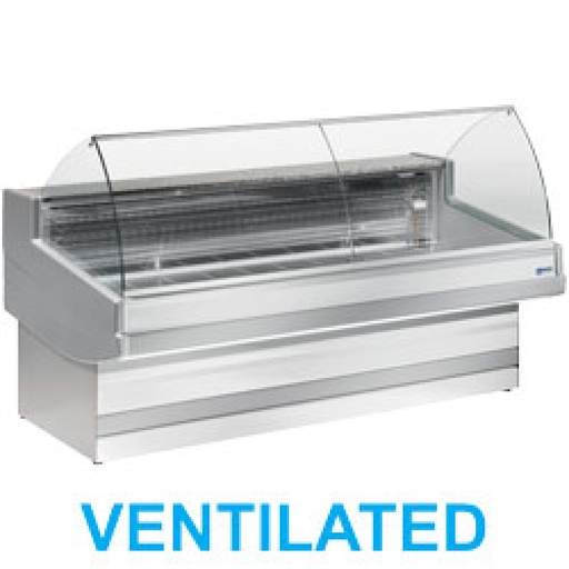 [EB40/A3-VV] Ventilated refrigerated counter display with curved glass panel without storeroom