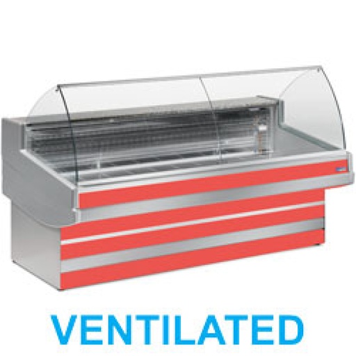 [EB40/B3-VV] Ventilated refrigerated counter display with curved glass panel without storeroom