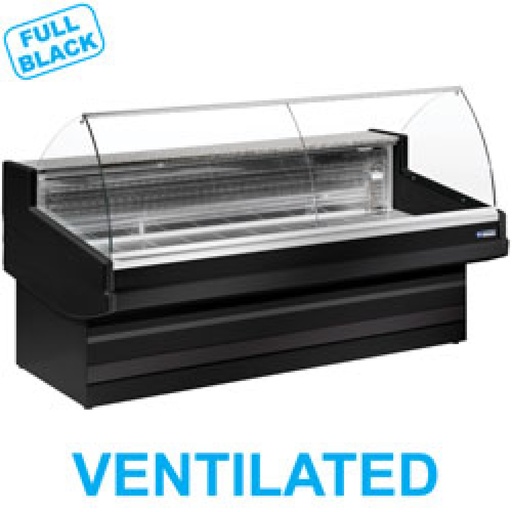 [EB40/B7-VV] Ventilated refrigerated counter display with curved glass panel without storeroom