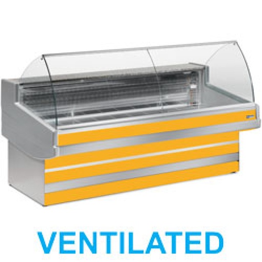 [EB40/C3-VV] Ventilated refrigerated counter display with curved glass panel without storeroom