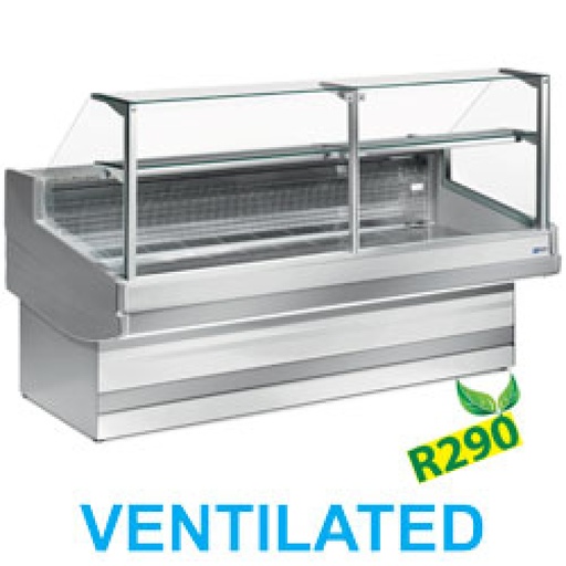 [EB25/A1-VV/R2] Ventilated refrigerated counter display with staight glass panel 90°, without storeroom