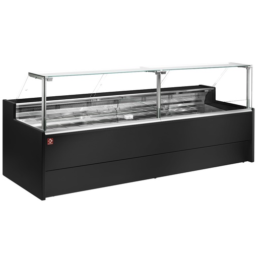 [VZ30/B5-VR2] Ventilated refrigerated counter display with straight glass panel 90° with storeroom - BLACK
