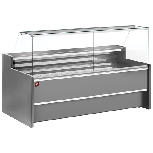[FC30/G8-VR2] Ventilated refrigerated counter display with straight glass panel 90° with storeroom - GREY