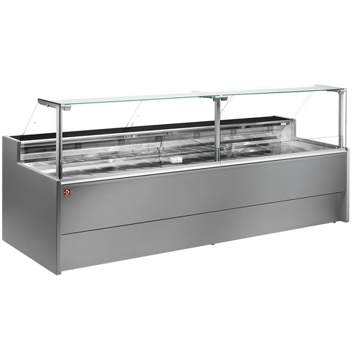 [VZ15/G8-VR2] Ventilated refrigerated counter display with straight glass panel 90° with storeroom - GREY