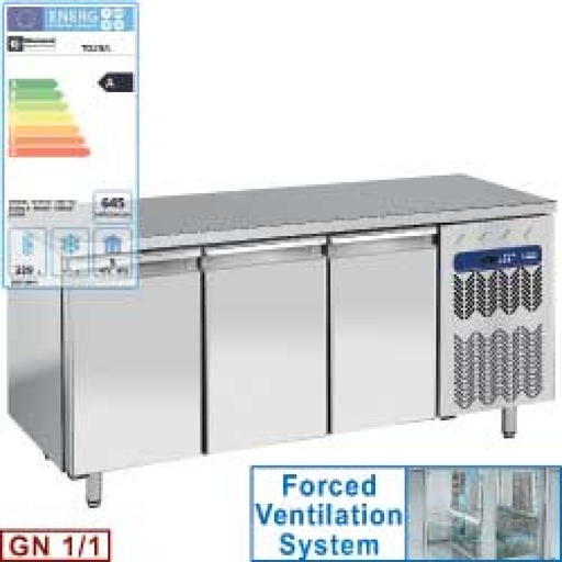 [TG3N/L] Ventilated refrigerated table, 3 doors GN 1/1