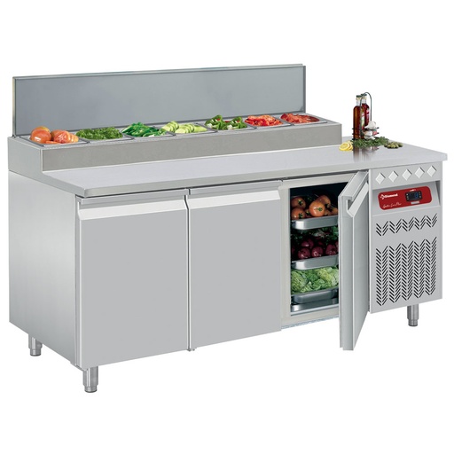 [DTS-7/P9-2EME] Ventilated refrigerated table, 3 doors GN 1/1, 405 Lit.& refrigerated structure
