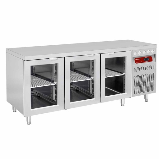 [DT178/P9-VD] Ventilated refrigerated table, 3 glass doors GN 1/1, 405 Lit.
