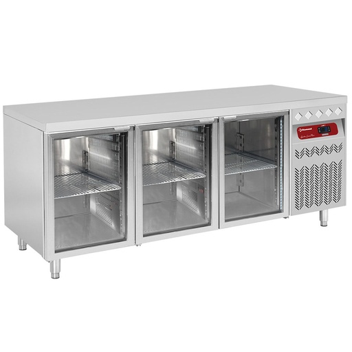 [DT178/R2-VD] Ventilated refrigerated table, 3 glass doors GN 1/1, 405 Lit.