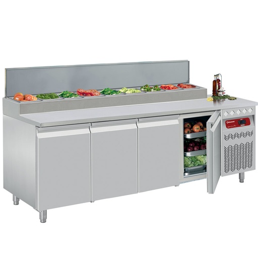 [DTS-10/R2] Ventilated refrigerated table, 4 doors GN 1/1, 550 Lit.& refrigerated structure