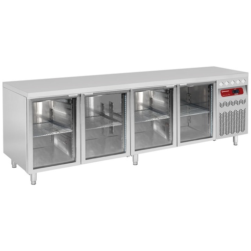 [DT224/R2-VD] Ventilated refrigerated table, 4 glass doors GN 1/1, 550 Lit.