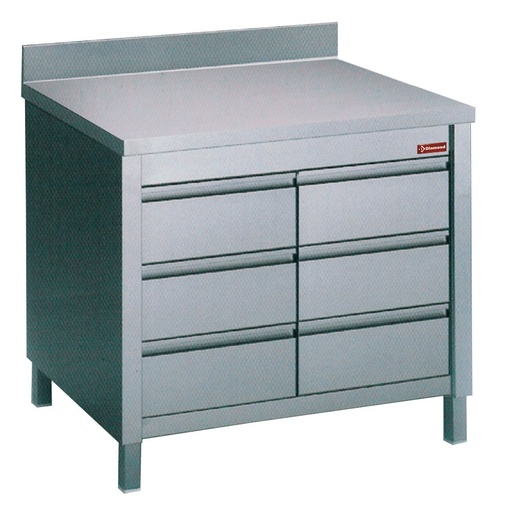 [TACS87A/M] working table on cupboard 6 drawers +edge