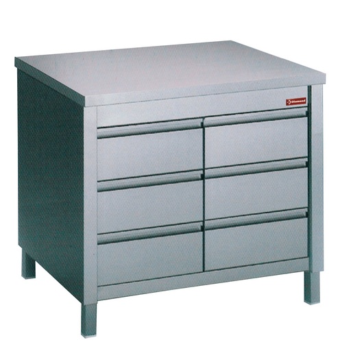 [TACS87/M] Working table on cupboard with 6 drawers