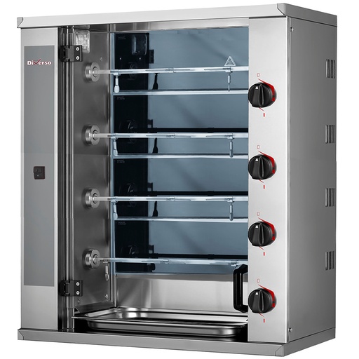 [WR-RVEL-E4] Rôtissoire à poulets vitrocéramique, 4 broches (12 poulets) SMALL