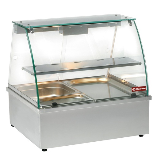 [VBE-211] Vitrine chauffante, bain-marie 2x GN 1/1, panoramique