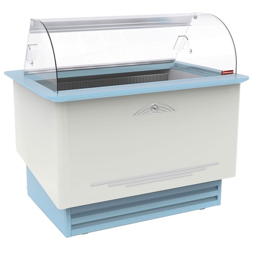 [RUMBA10VN-LIQ] Comptoir présentoir statique, crème glacée, 10 bacs 5 Lit, avec reserve