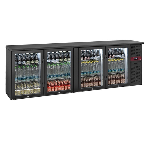 [RLB4-4G] Refroidisseur de bouteilles 4 portes vitrées, 620 litres, pieds réglables