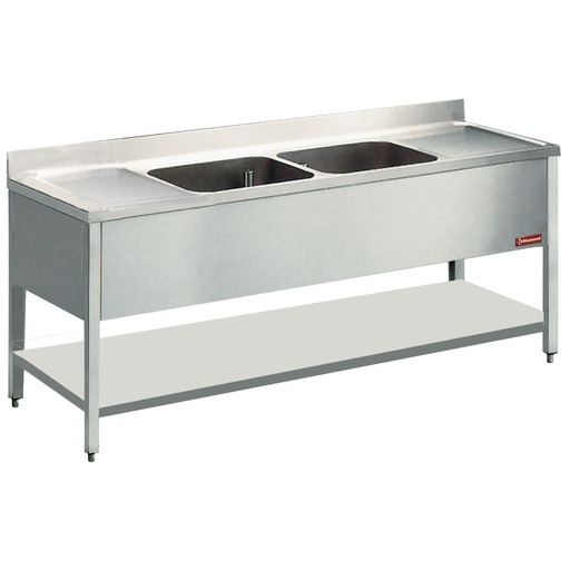 [L2021-D] Plonge 2 cuves 500x500xh325 2 egout.+piet.  