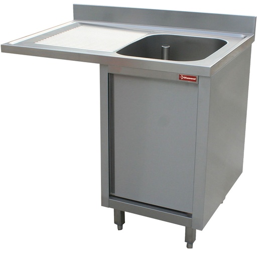 [L1411VS-AS-D] Plonge 1 cuve, égouttoir à gauche, sur armoire 1 porte battante et espace lave vaisselle