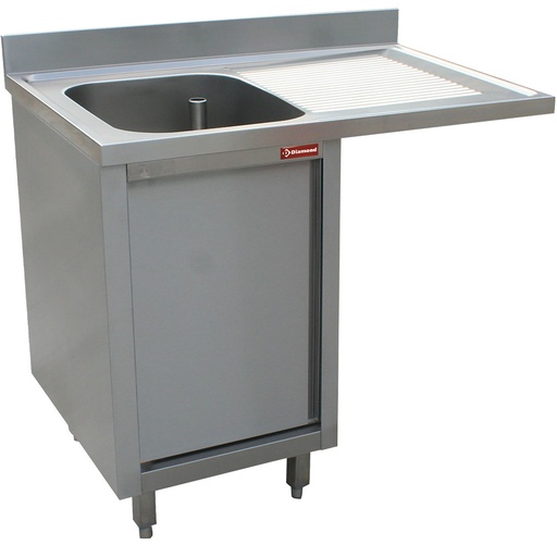 [L1411VD-AS-D] Plonge 1 cuve, égouttoir à droite, sur armoire 1 porte battante et espace lave-vaisselle