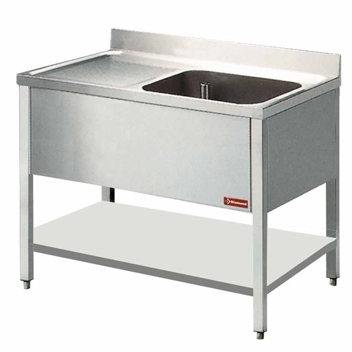 [L1411S-D] Plonge 1 cuve 600x500xh325, égouttoir gauche