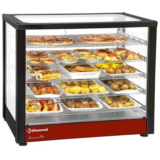 [HSD5-B2] Vitrine chauffante ventilée, 5 niveaux, panoramique (Noire)
