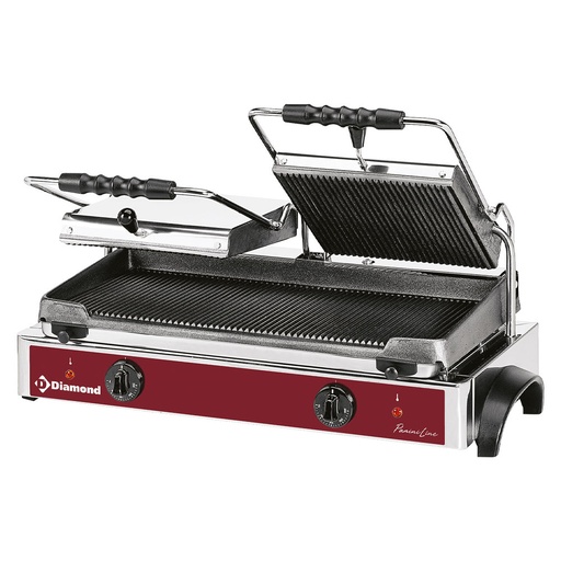 [GR82] Grill panini électrique DOUBLE, plaques rainurées