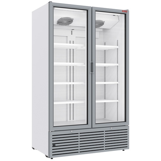 [DRP12-2W] Vitrine ventilée positive 1142 litres, 2 portes battantes - BLANCHE