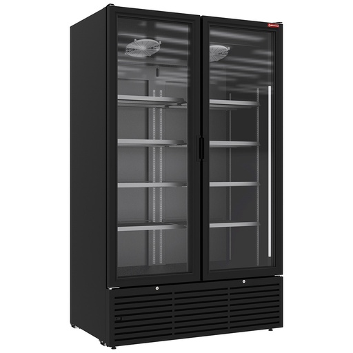 [DRP12-2B] Vitrine ventilée positive 1142 litres, 2 portes battantes - NOIRE