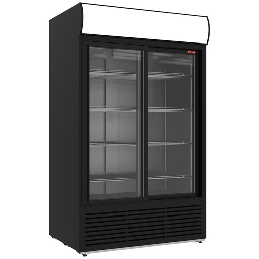 [DRK12-CB] Vitrine ventilée positive 1230 litres, caisson lumineux, 2 portes coulissantes - NOIRE