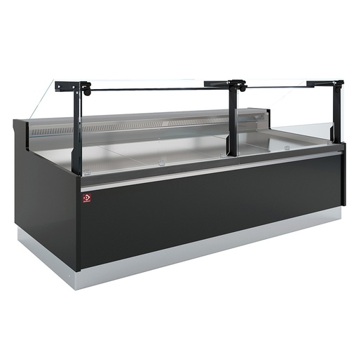 [DPT17-V5] Comptoir ventilé, avec réserve, vitre verticale 90° avec relevage à piston - FULL BLACK
