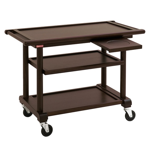 [CSN-B3W] Chariot de service 3 niveaux en bois "wengé", tablette dressage