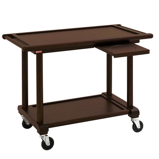 [CSN-B2W] Chariot de service 2 niveaux en bois "wengé", tablette dressage