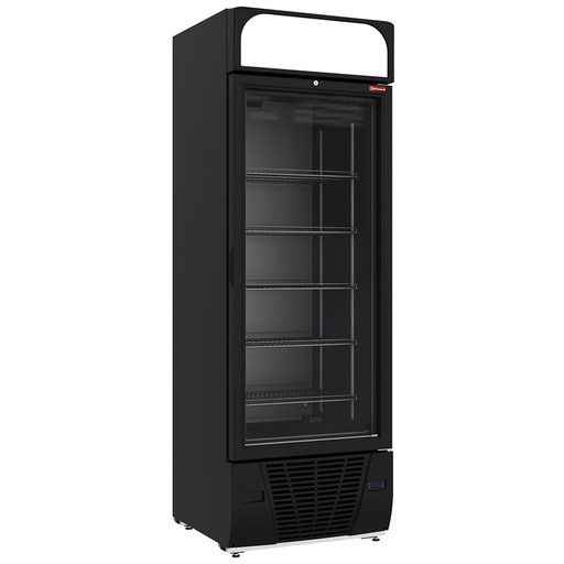 [CLN53-SB] Vitrine ventilée négative vitrée 496  litres - 6 niveaux fixes avec caisson lumineux - NOIRE