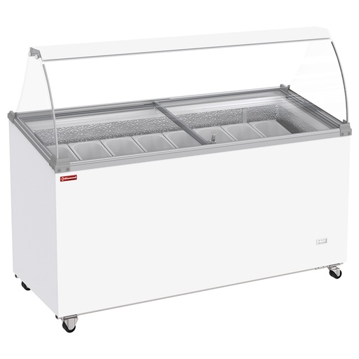[CCV7-MG] Conservateur comptoir à glaces, 467 litres, couvercles coulissants sur roulettes avec vitres bombées , capacité 8 bacs 