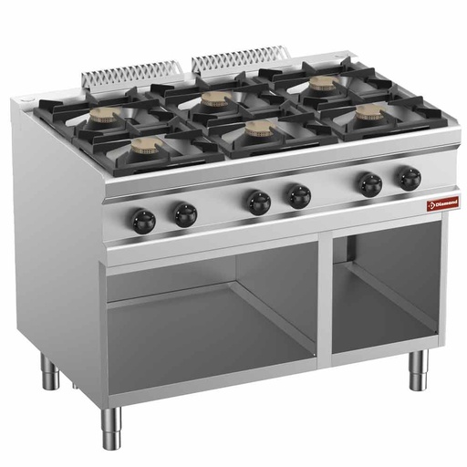 [C6GA11-BF] Fourneau gaz 6 feux vifs, sur armoire ouverte