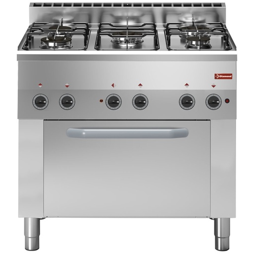 [C5FV6-PN] Fourneau 5 feux gaz, four à convection électrique 4x GN 1/1