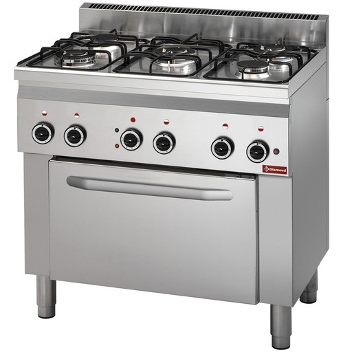 [C5FV6-BP] Fourneau 5 feux gaz, four à convection électrique 4x GN 1/1