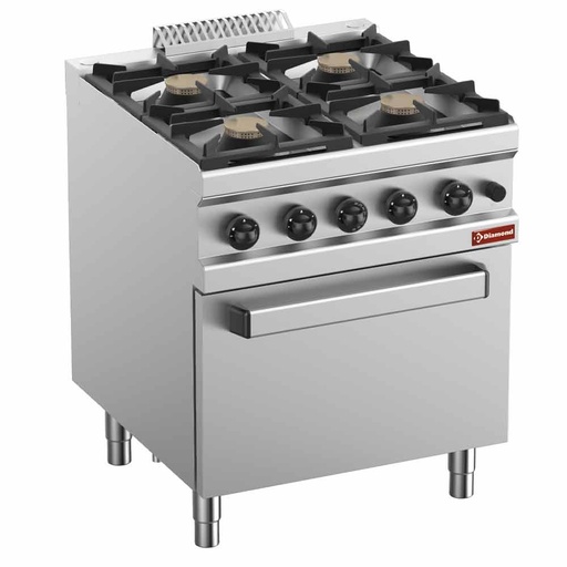 [C4GF7-BF] Fourneau gaz 4 feux vifs, sur four gaz GN 2/1